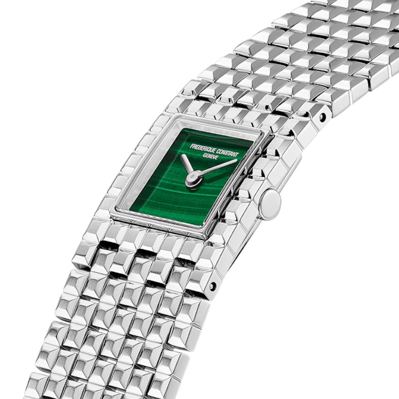 Frederique Constant Classics Manchette Quarz Edelstahl 25x20mm grünes Zifferblatt Metallband