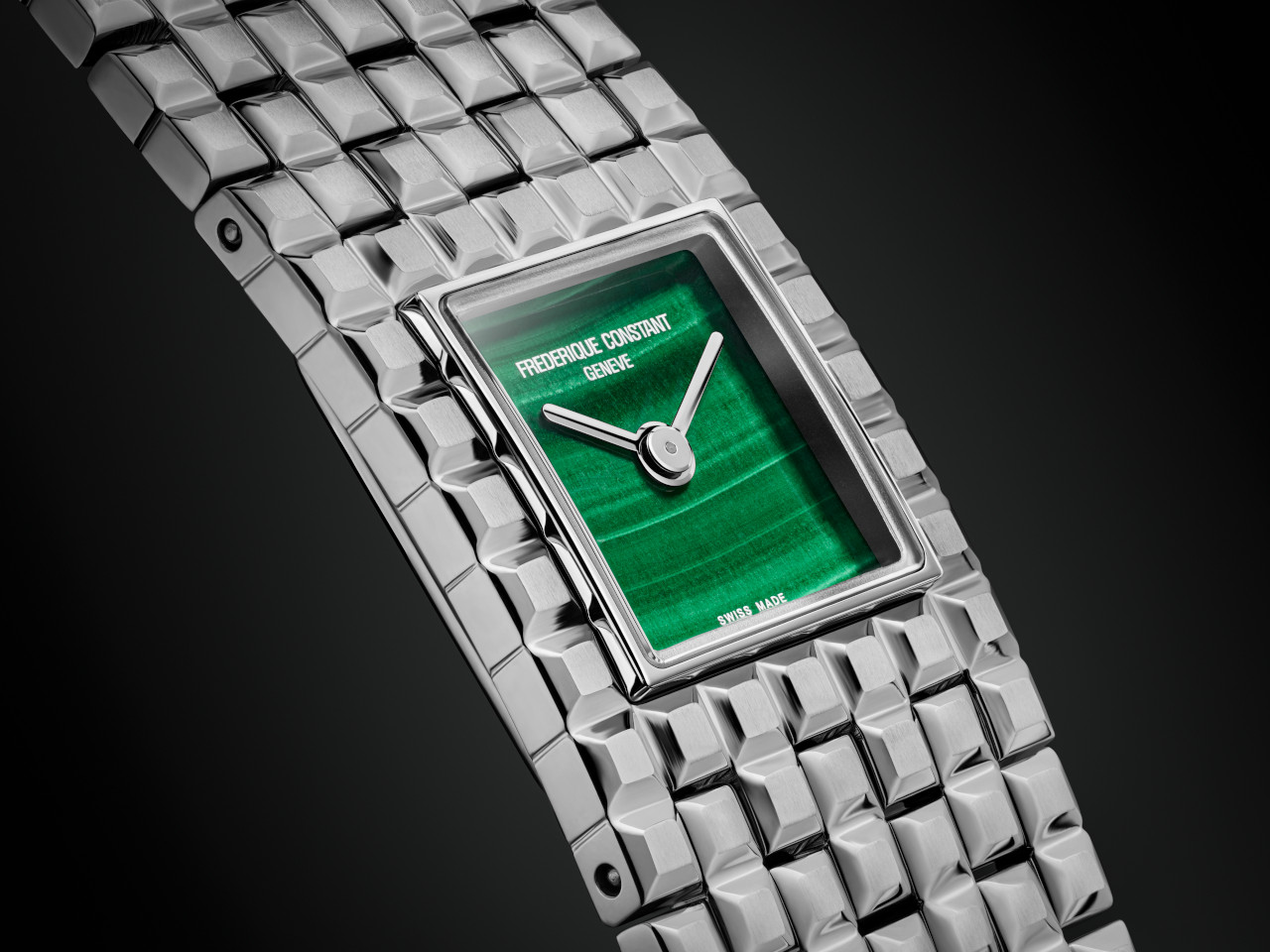 Frederique Constant Classics Manchette Quarz Edelstahl 25x20mm grünes Zifferblatt