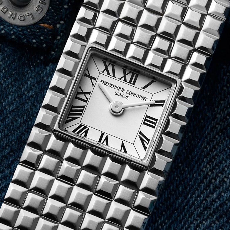 Frederique Constant Classics Manchette Quarz Edelstahl 25x20mm weißes Zifferblatt