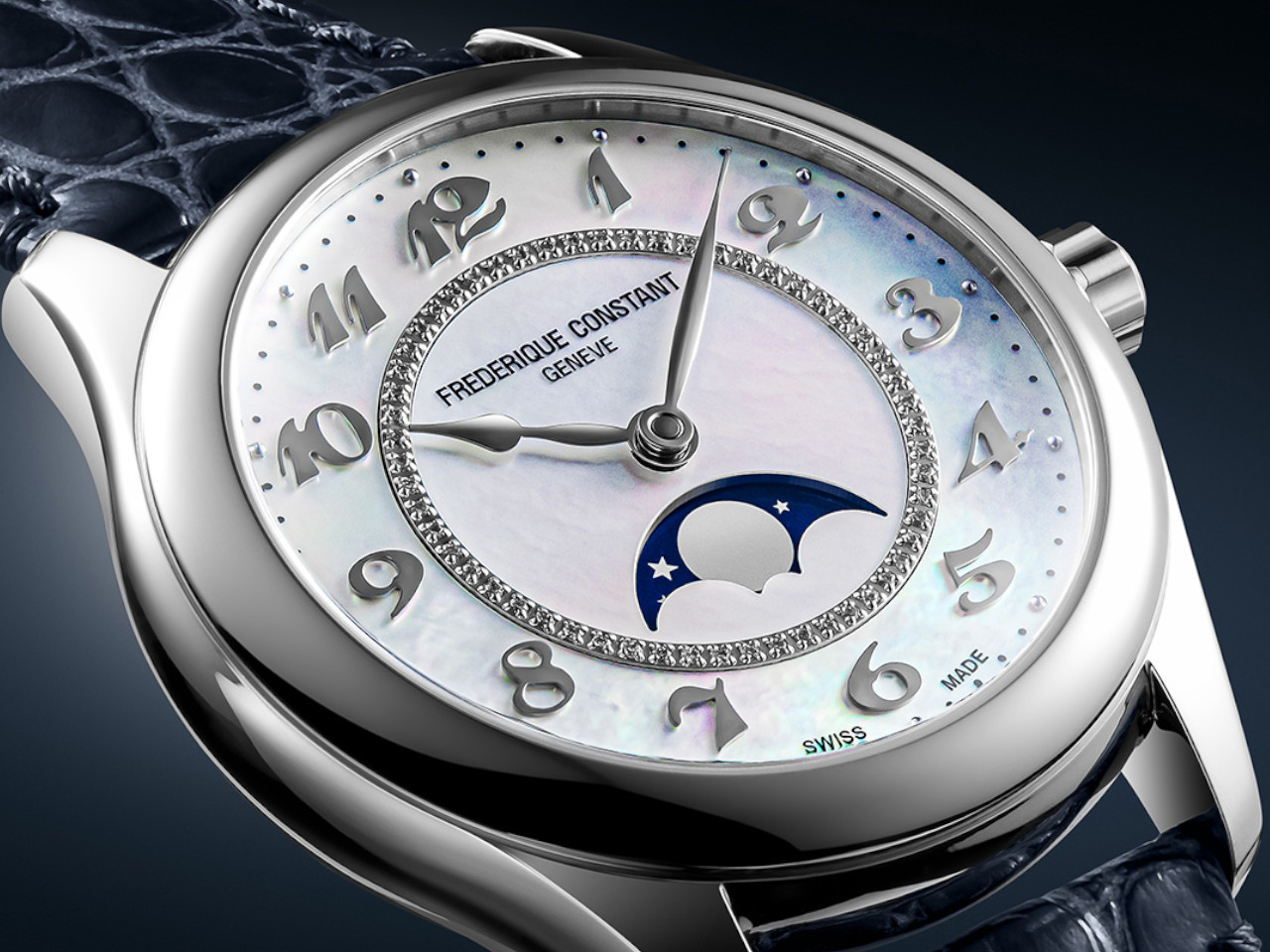 Frederique Constant Classics Elegance Luna Automatik Edelstahl 36mm weißes Zifferblatt
