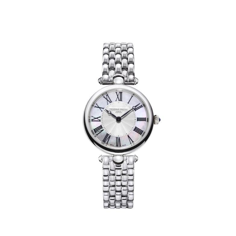 Frederique Constant Classics Art Deco Round Edelstahl 30mm weißes Zifferblatt Metallband