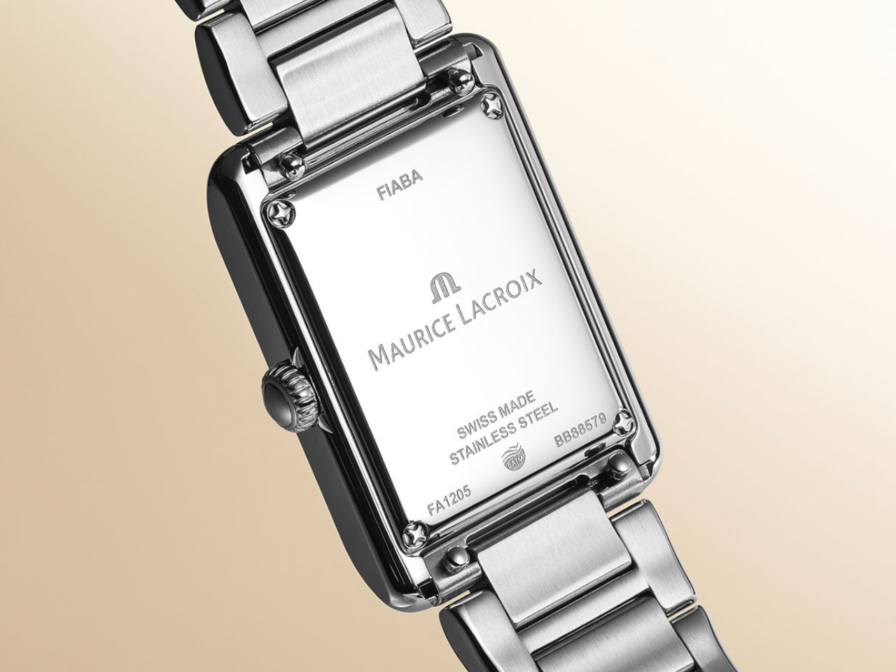 Maurice Lacroix Fiaba Square Quarz Edelstahl 24x34mm Metallband Rückseite