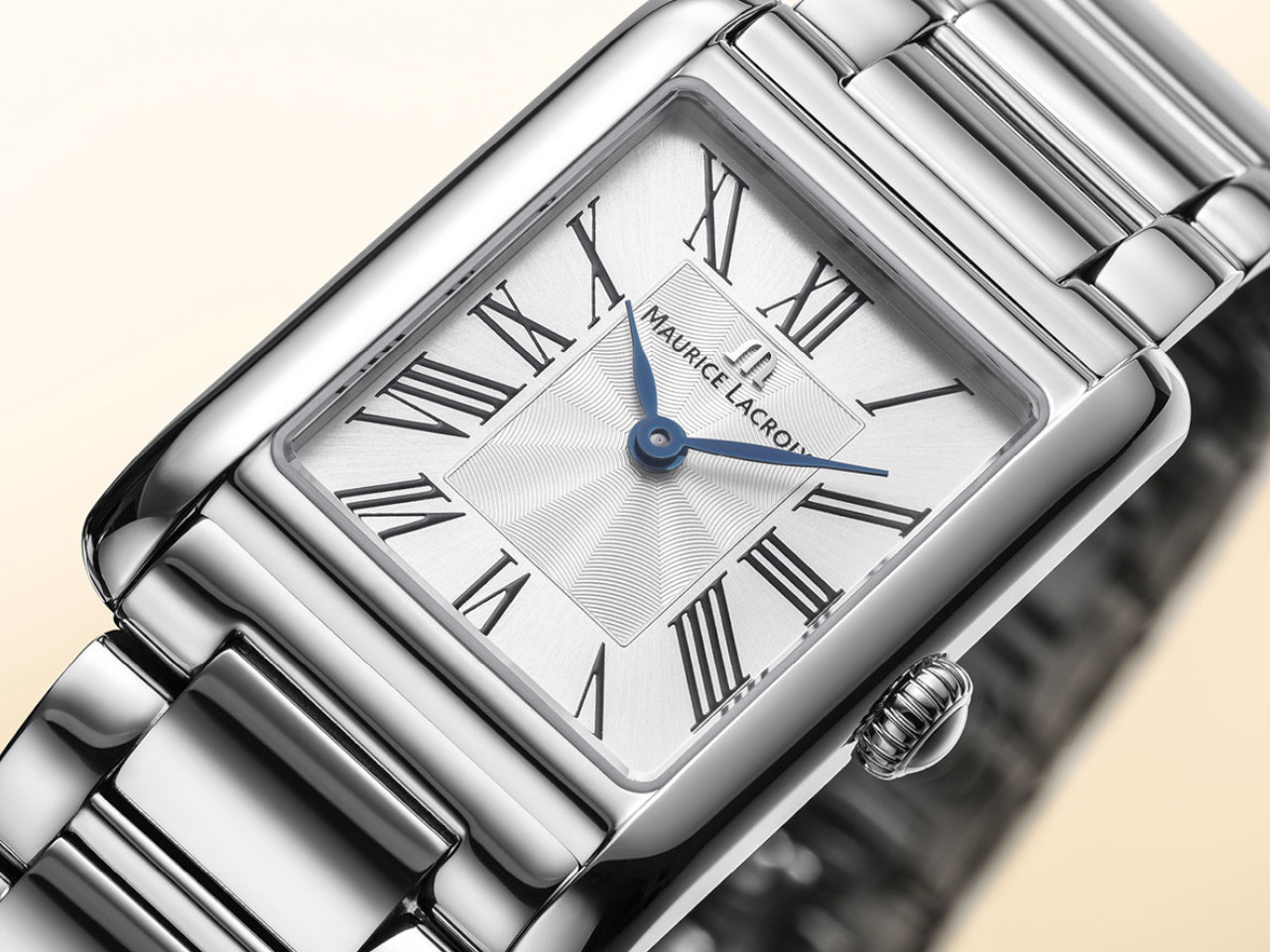 Maurice Lacroix Fiaba Square Quarz Edelstahl 24x34mm silbernes Zifferblatt Metallband