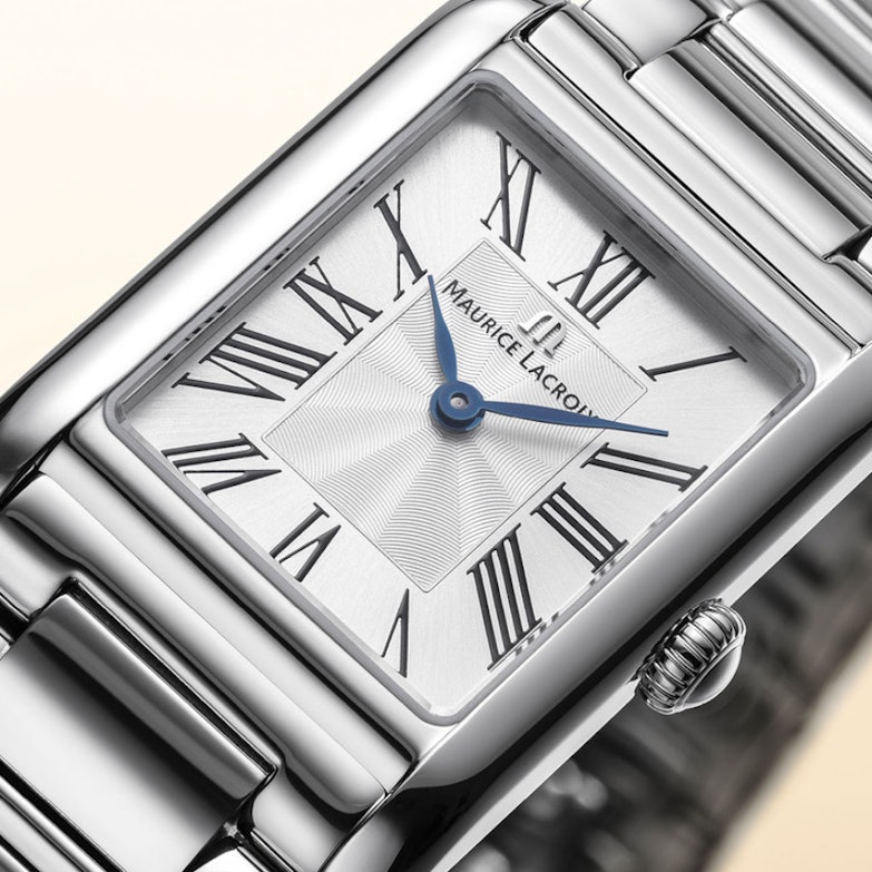 Maurice Lacroix Fiaba Square Quarz Edelstahl 24x34mm silbernes Zifferblatt Metallband