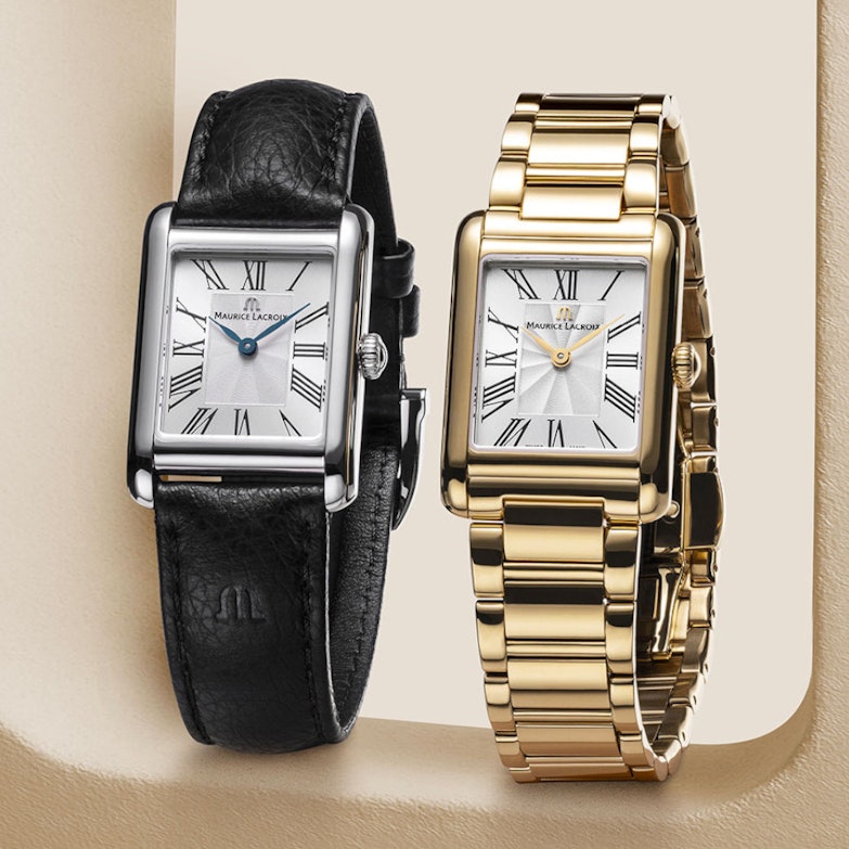 Maurice Lacroix Fiaba Square Quarz Edelstahl und Gelbgold-PVD 24x34mm