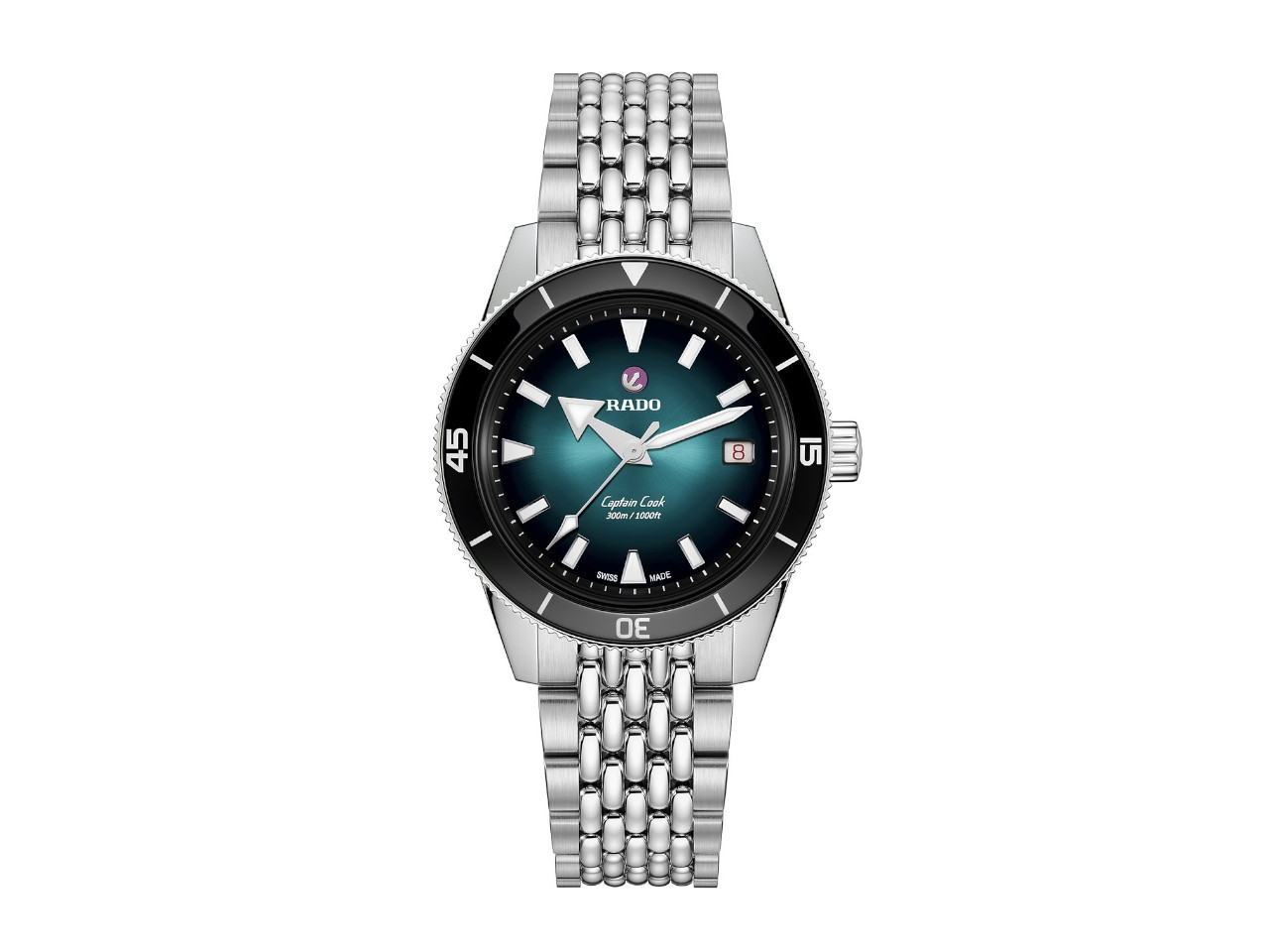 Rado Captain Cook Automatik Edelstahl 39mm türkises Zifferblatt Metallband