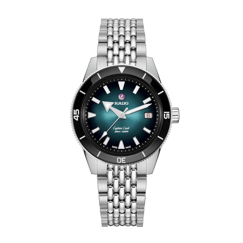 Rado Captain Cook Automatik Edelstahl 39mm türkises Zifferblatt Metallband