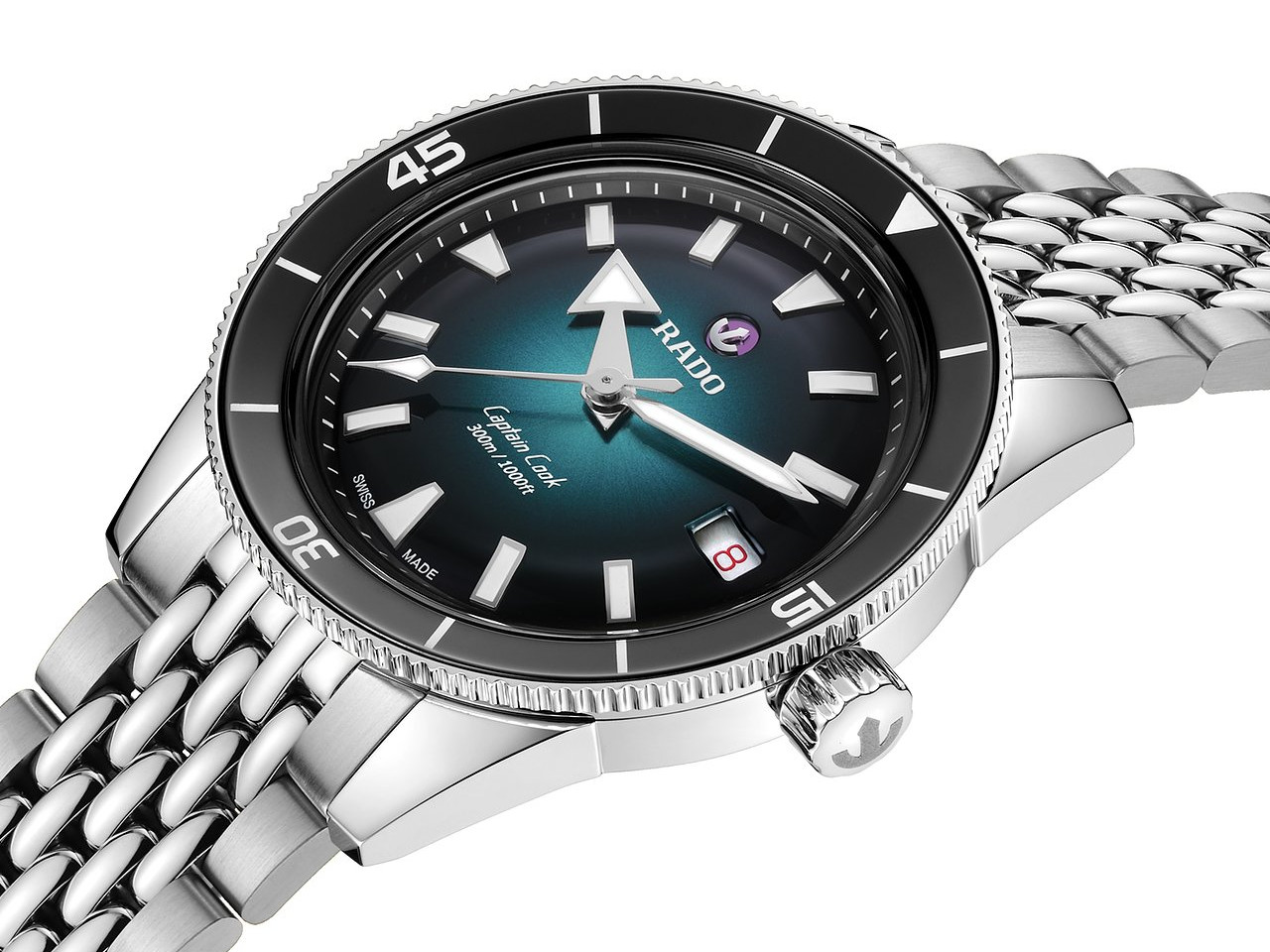 Rado Captain Cook Automatik Edelstahl 39mm türkises Zifferblatt