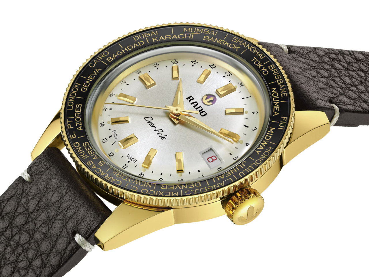 Rado Captain Cook Over-Pole Handaufzug Edelstahl Gelbgold-PVD 39mm silberfarbenes Zifferblatt