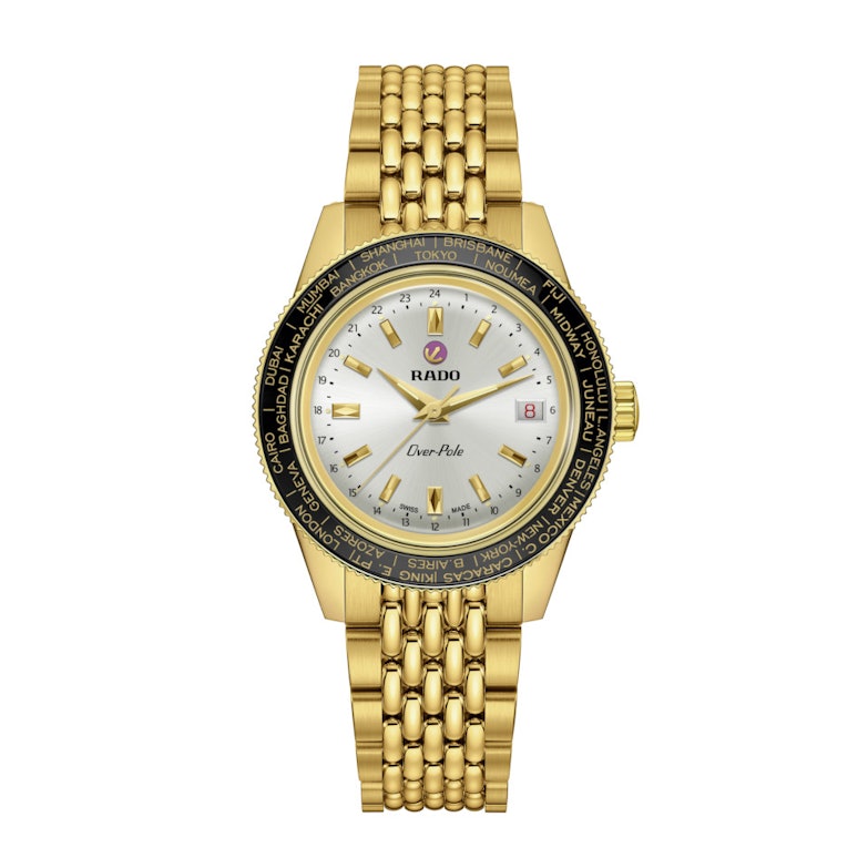 Rado Captain Cook Over-Pole Handaufzug Edelstahl Gelbgold-PVD 39mm silberfarbenes Zifferblatt Wechselband