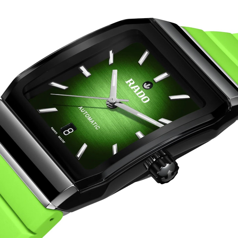 Rado Anatom Automatik Keramik 32,5mm schwarz-grünes Zifferblatt grünes Kautschukband