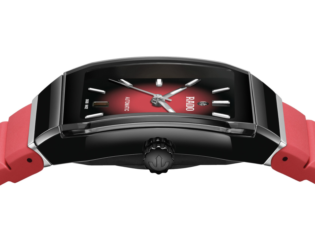 Rado Anatom Automatik Keramik 32,5mm schwarz-rotes Zifferblatt