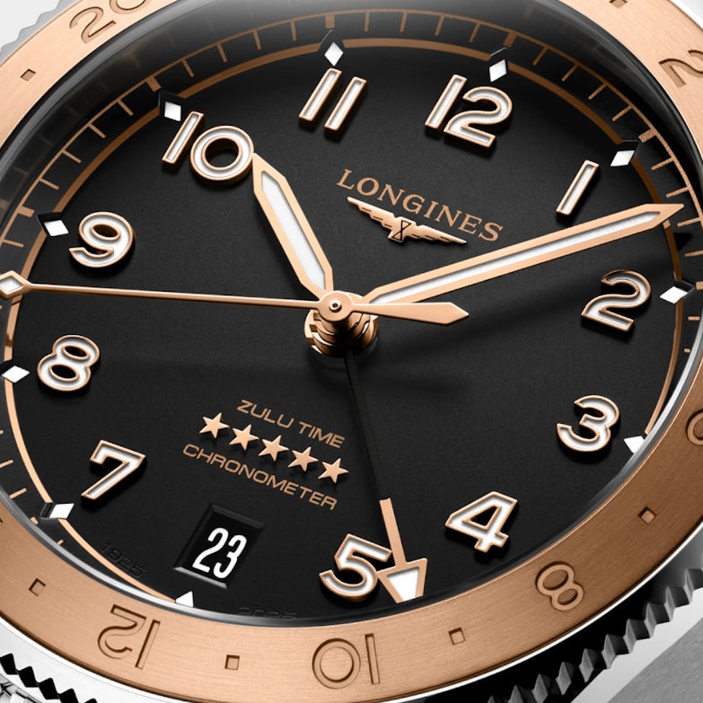 Longines Spirit Zulu Time 1925 Automatik Edelstahl 39mm schwarzes Zifferblatt