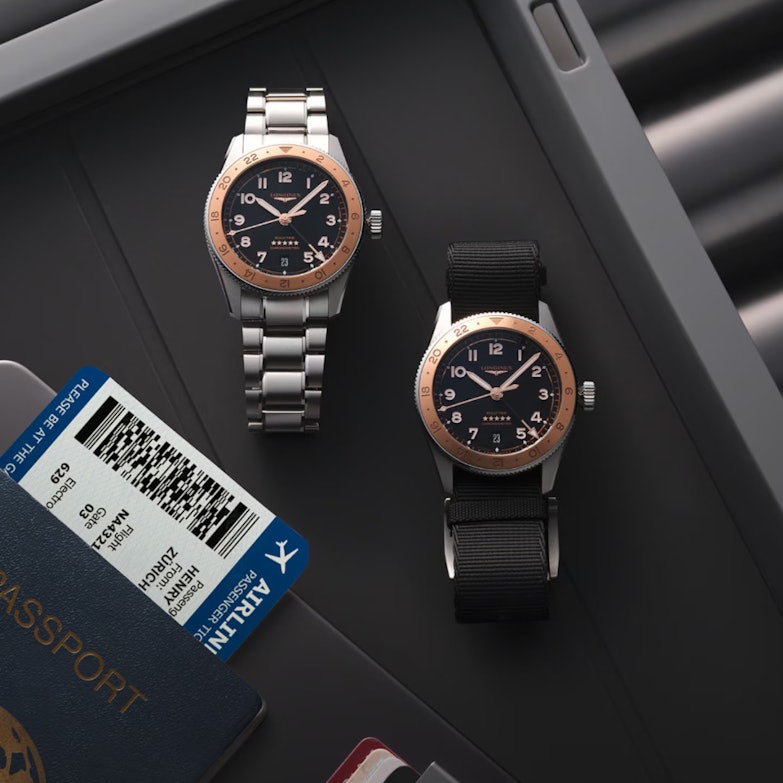 Longines Spirit Zulu Time 1925 Automatik Edelstahl 39mm schwarzes Zifferblatt Wechselband