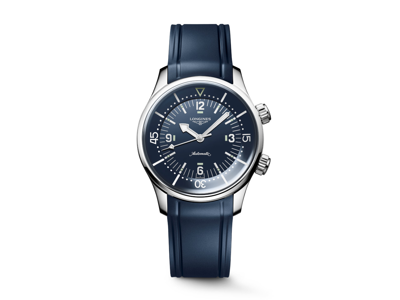 Longines Legend Diver GMT Chronometer Automatik Edelstahl 39mm blaues Zifferblatt blaues Kautschukband