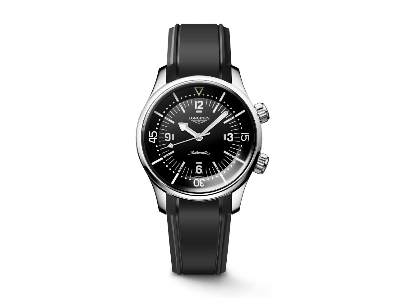 Longines Legend Diver GMT Chronometer Automatik Edelstahl 39mm schwarzes Zifferblatt schwarzes Kautschukband