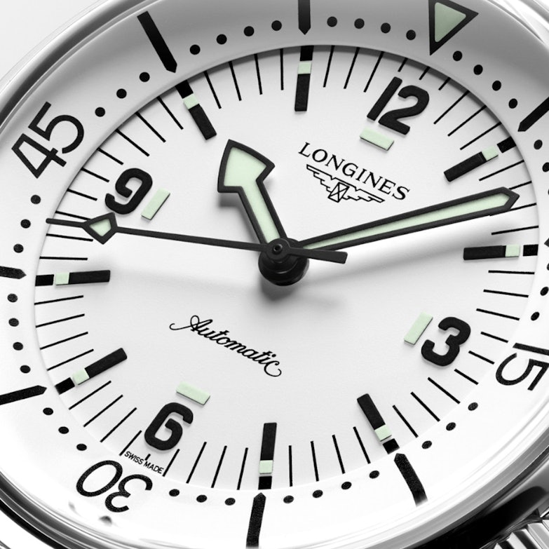 Longines Legend Diver GMT Chronometer Automatik Edelstahl 39mm weißes Zifferblatt