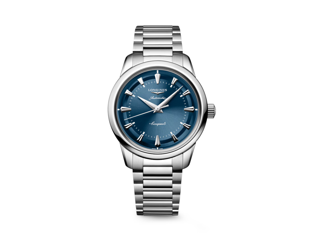 Longines Conquest Heritage Automatik Edelstahl 38mm blaues Zifferblatt Metallband