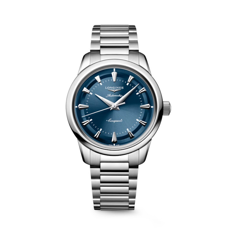 Longines Conquest Heritage Automatik Edelstahl 38mm blaues Zifferblatt Metallband