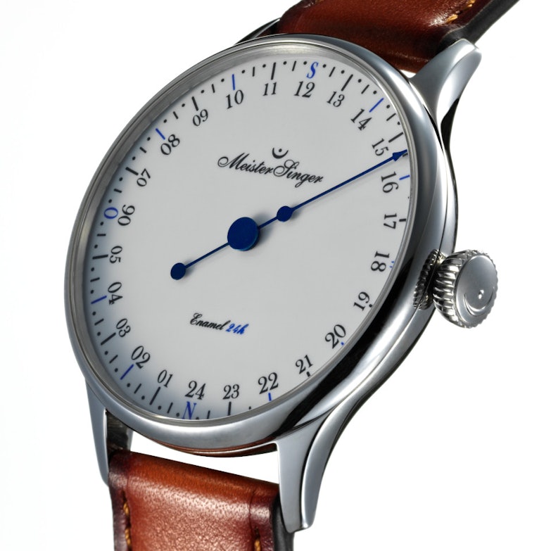 MeisterSinger 24H Emaille Automatik Edelstahl 40mm weißes Zifferblatt