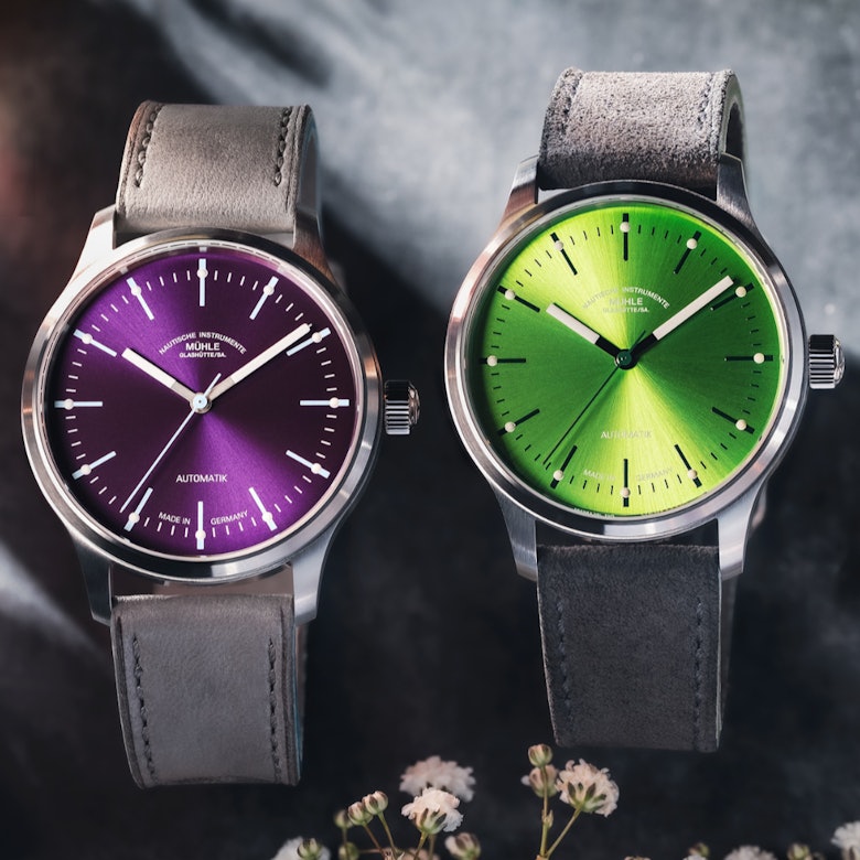 Mühle Glashütte Panova in Violett und Limettengrün
