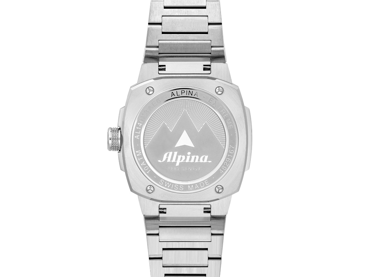 Alpina Alpiner Extreme Solarmetre Quarz Edelstahl 38mm bordeauxfarbenes Zifferblatt Metallband back