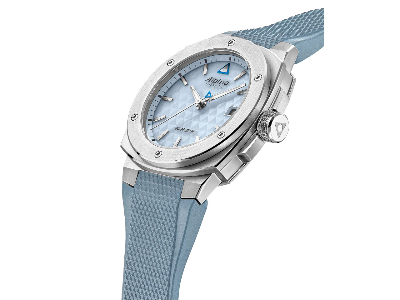 Alpina Alpiner Extreme Solarmetre Quarz Edelstahl 38mm blaues Zifferblatt blaues Kautschukband view