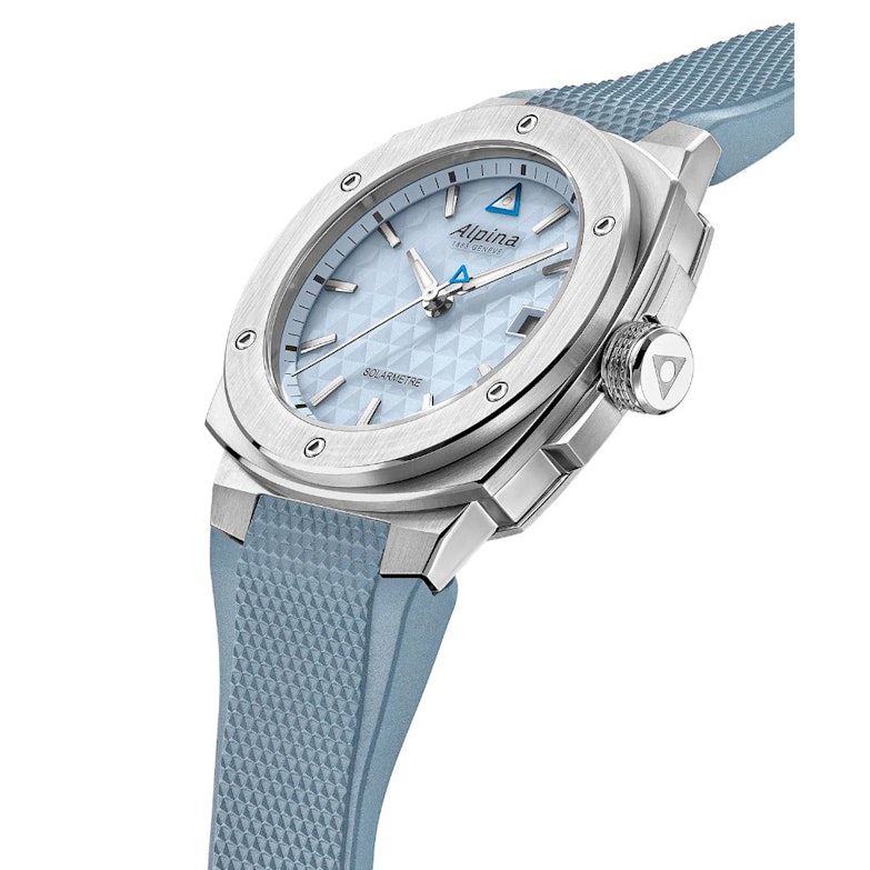 Alpina Alpiner Extreme Solarmetre Quarz Edelstahl 38mm blaues Zifferblatt blaues Kautschukband view