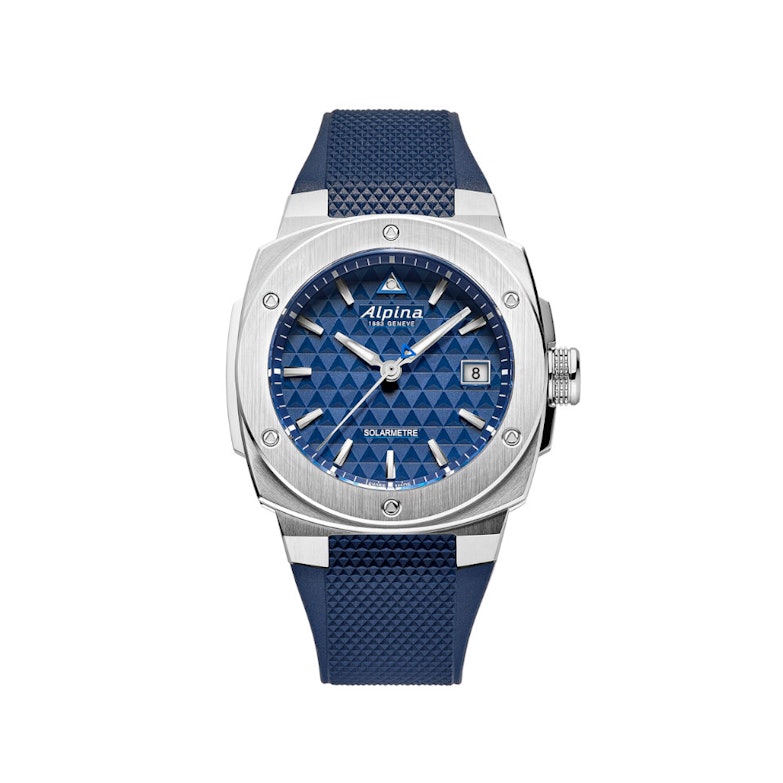 Alpina Alpiner Extreme Solarmetre Quarz Edelstahl 38mm blaues Zifferblatt blaues Kautschukband front