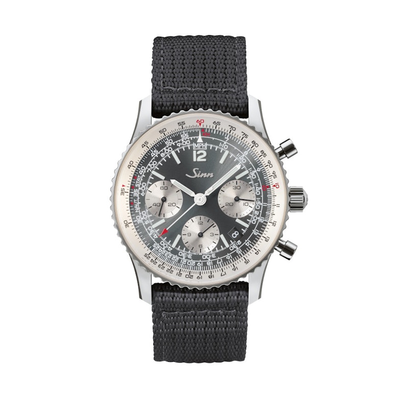 Sinn Spezialuhren 903 St II A Navigationschronograph Automatik Edelstahl 41mm graues Zifferblatt schwarzes Textilband