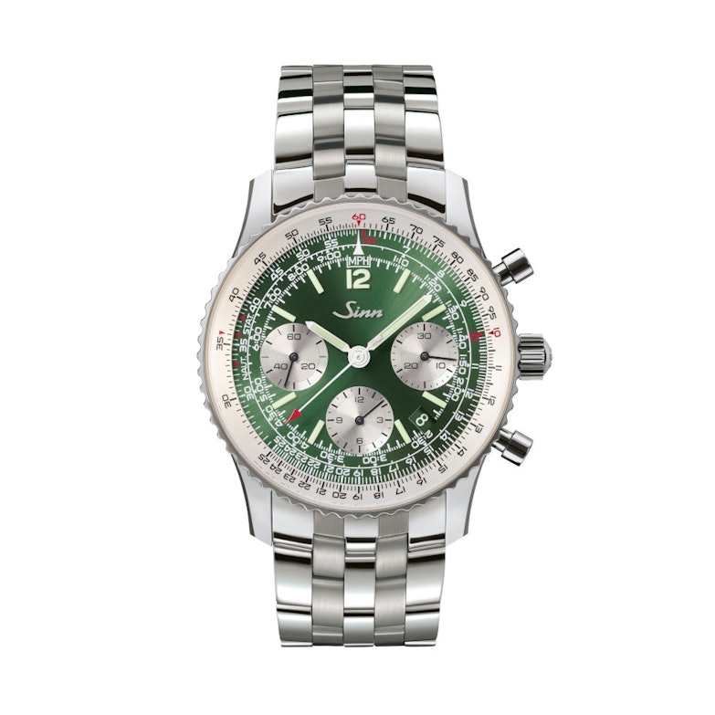Sinn Spezialuhren 903 St II G Navigationschronograph Automatik Edelstahl 41mm grünes Zifferblatt Metallband