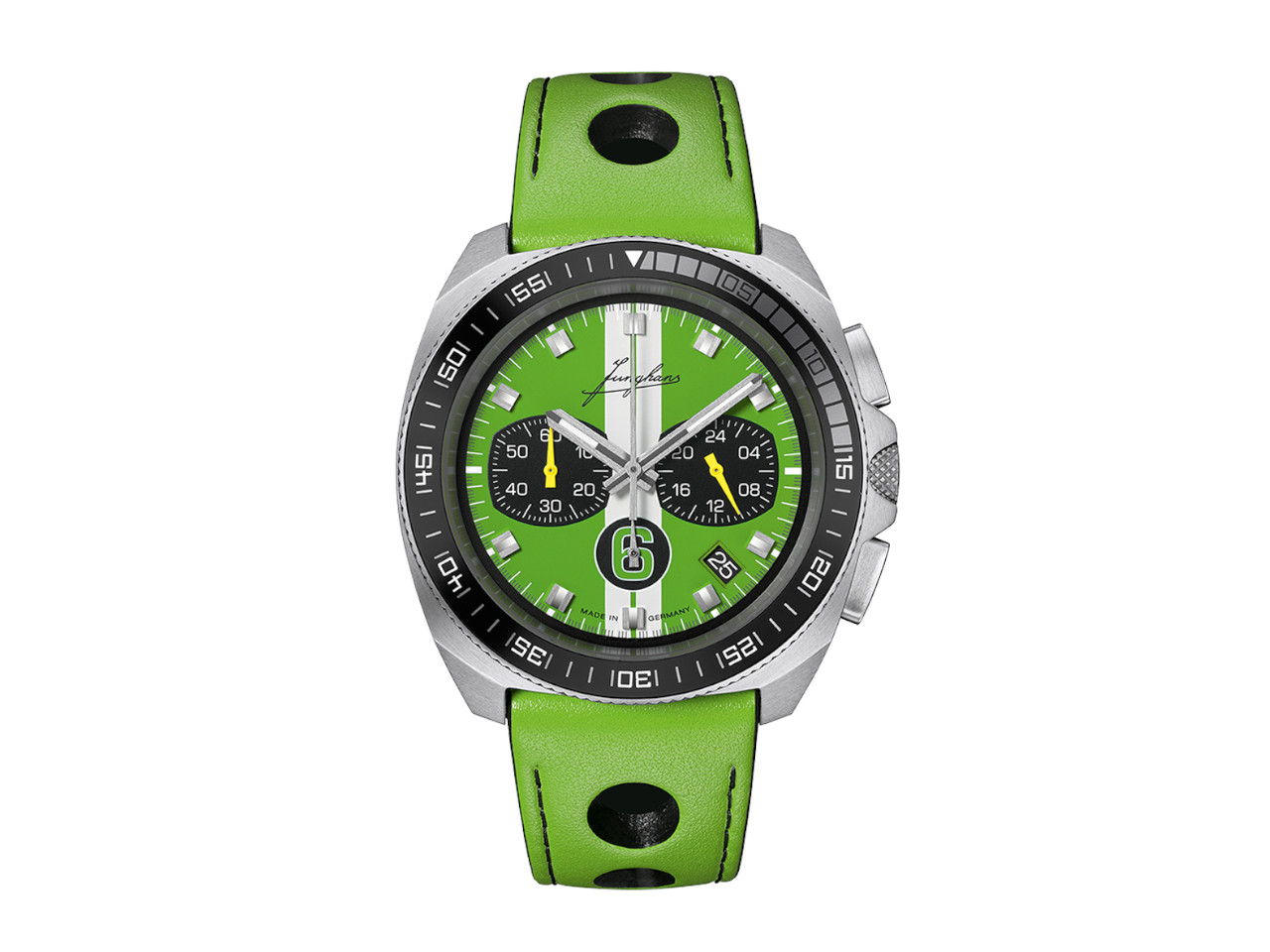 Junghans 1972 Chronoscope Sports Edition 2026 Quarz Edelstahl 43mm oranges Zifferblatt oranges Lederband limitiert