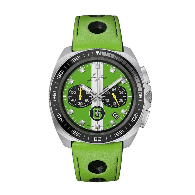 Junghans 1972 Chronoscope Sports Edition 2026 Quarz Edelstahl 43mm oranges Zifferblatt oranges Lederband limitiert