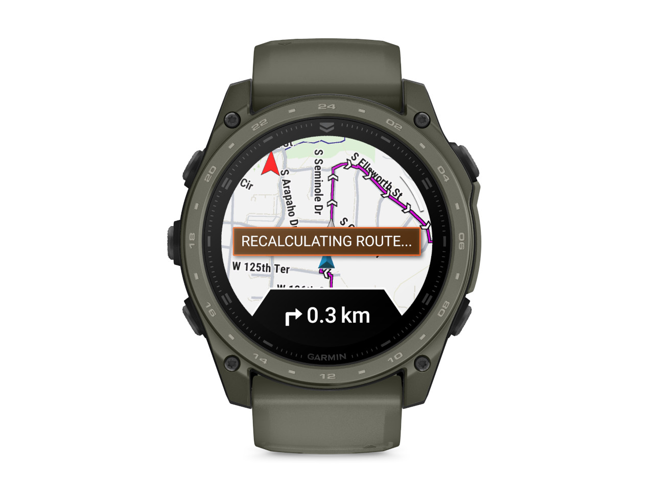 Garmin tactix 8 Cerakote Olivgrün Polymer und Titan 51mm AMOLED-Display grünes Silikonband