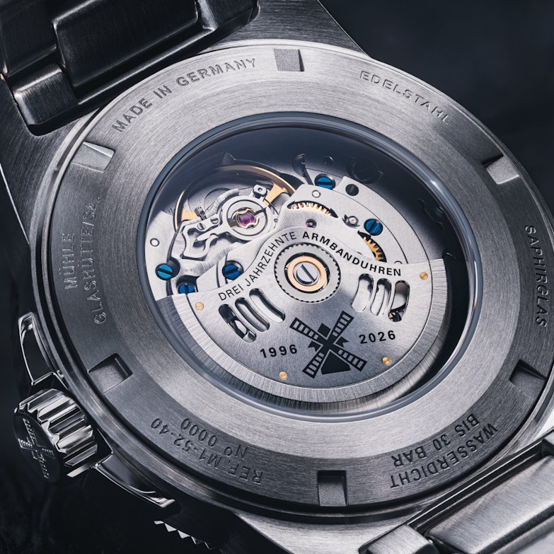 Mühle Glashütte Sportivo Großdatum Gehäuseboden