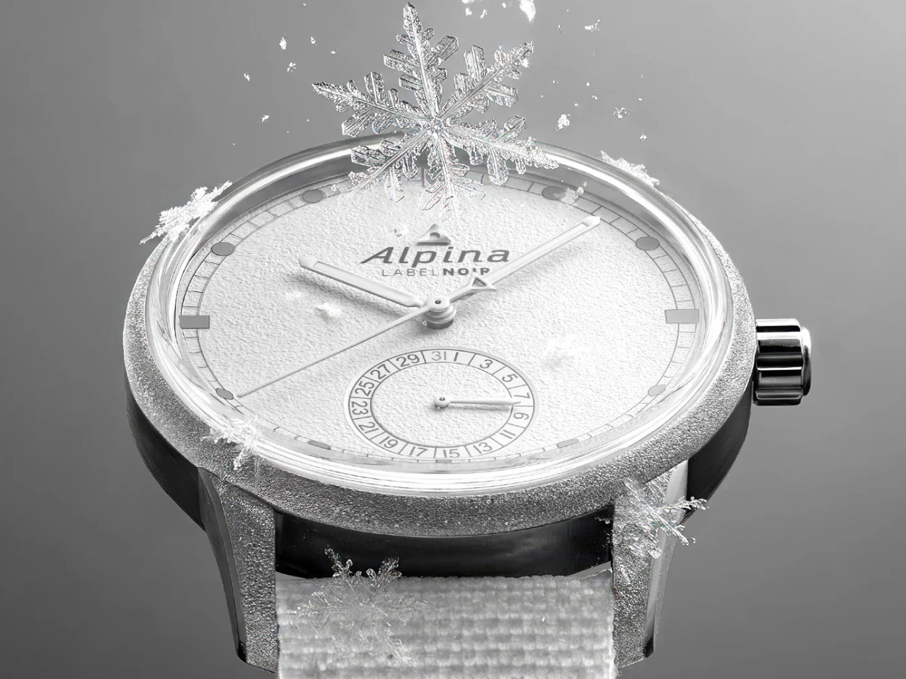Alpina Alpiner Date Manufacture Label Noir mit mattiertem weißen Zifferblatt