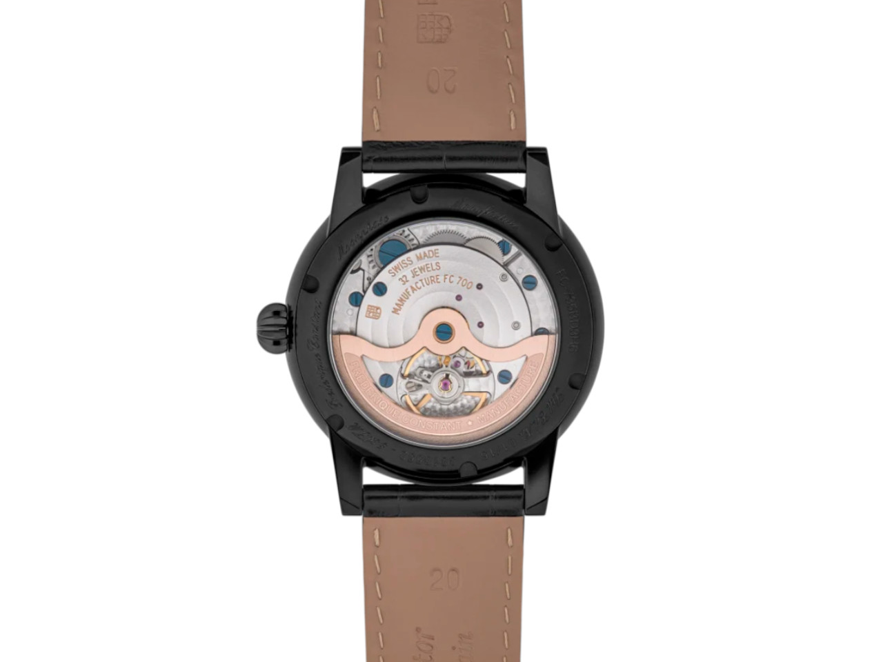 Frederique Constant Manufacture Classic Power Reserve Big Date Limited Edition Gehäuseboden mit Blick auf das Automatikwerk