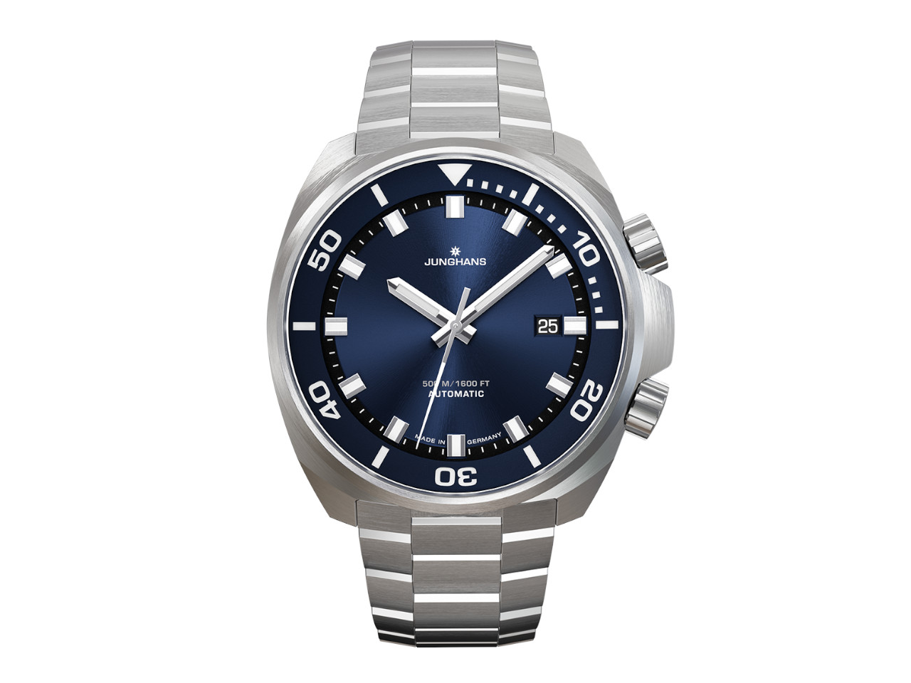 Junghans Aquaris Blue Automatik Edelstahl 47mm blaues Zifferblatt Metallband