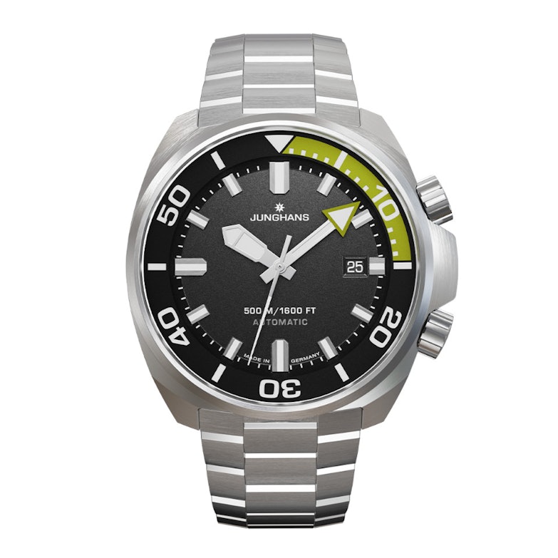 Junghans Aquaris Diver Automatik Edelstahl 47mm schwarzes Zifferblatt Metallband