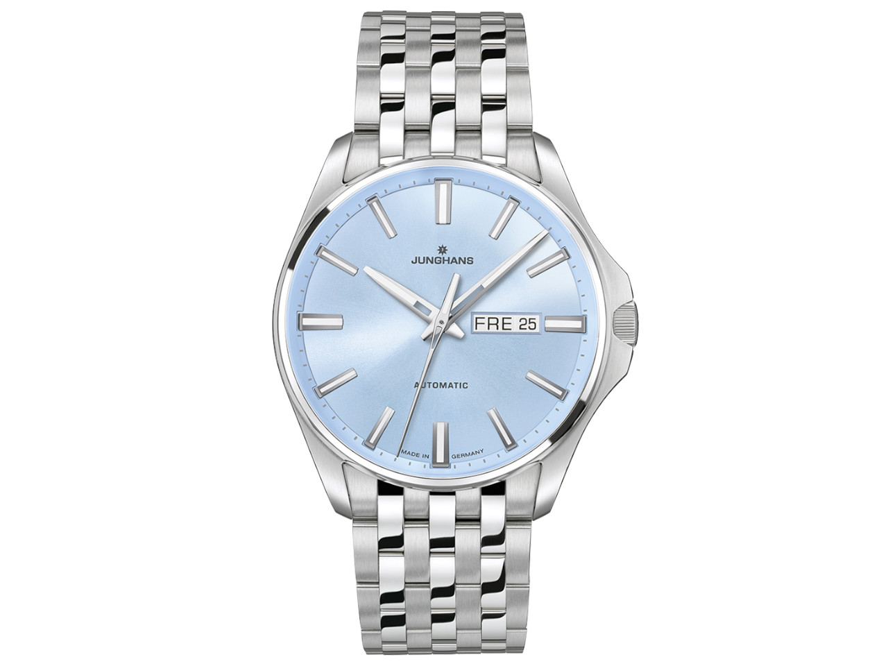 Junghans Meister S Automatik Edelstahl 44mm blaues Zifferblatt Metallband