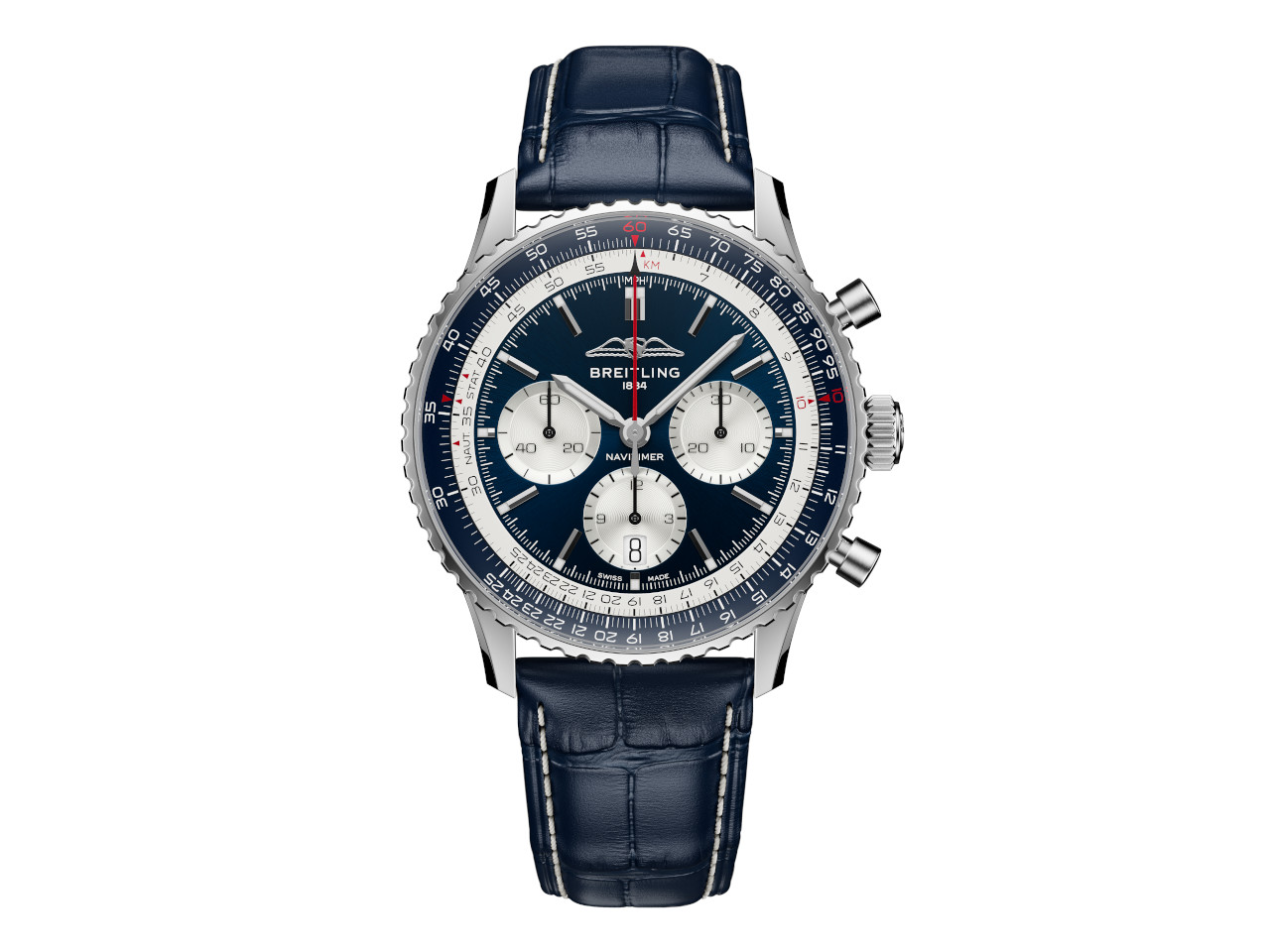 Breitling Navitimer B01 Chronograph 43 Tribute to Concorde Automatik Edelstahl blaues Zifferblatt blaues Lederband limitiert