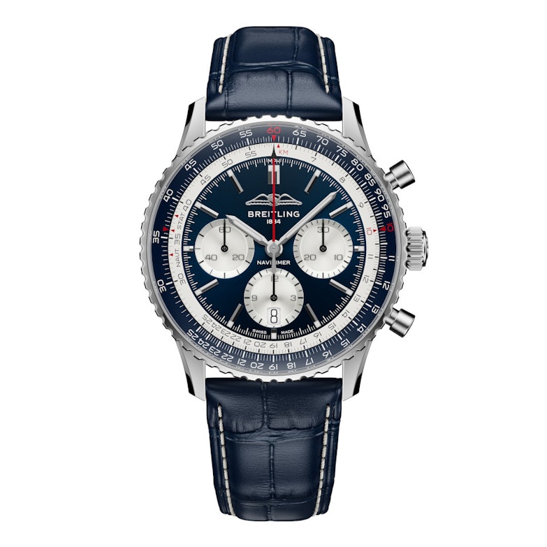 Breitling Navitimer B01 Chronograph 43 Tribute to Concorde Automatik Edelstahl blaues Zifferblatt blaues Lederband limitiert