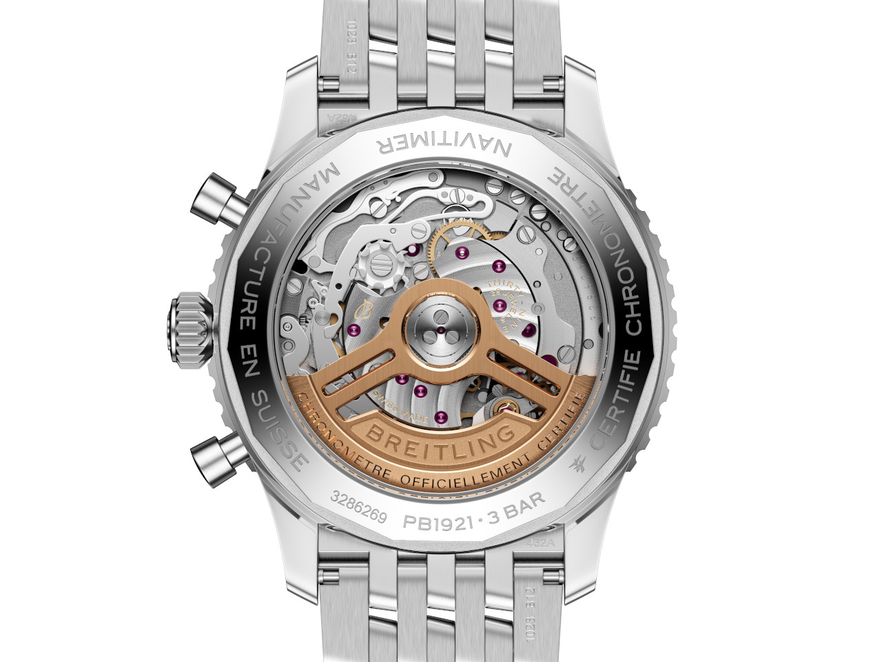 Breitling Navitimer B19 Chronograph 43 Perpetual Calendar Automatik Edelstahl Metallband Gehäuseboden