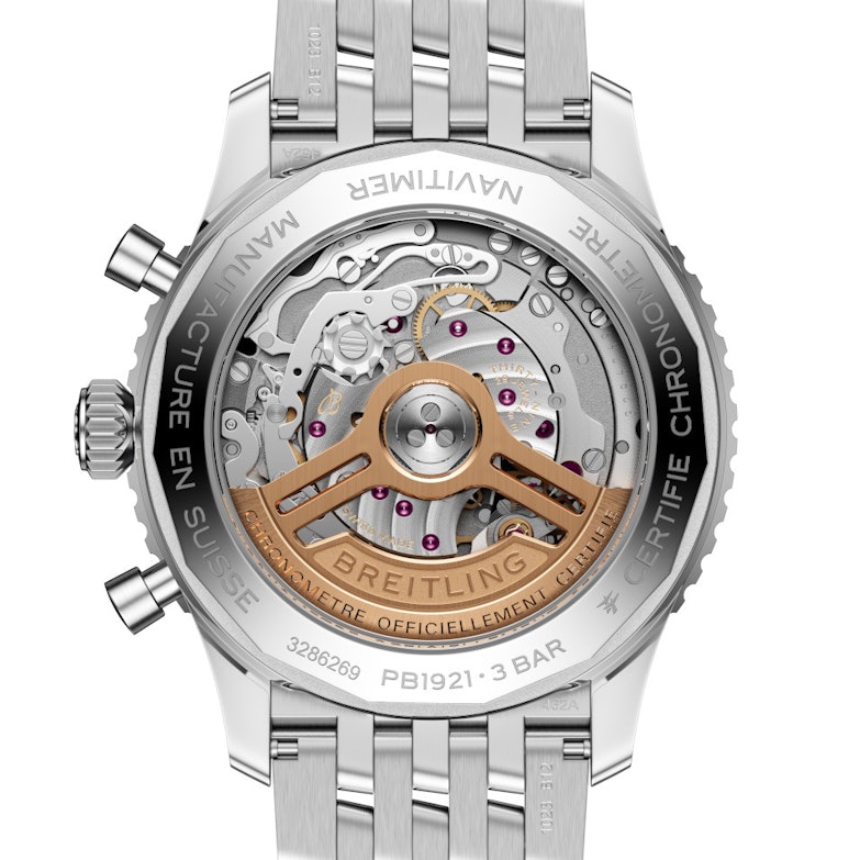 Breitling Navitimer B19 Chronograph 43 Perpetual Calendar Automatik Edelstahl Metallband Gehäuseboden