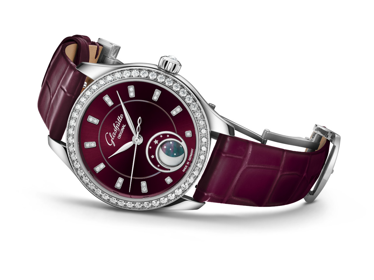 Glashütte Original Lady Serenade Luna Purpursamt Automatik Edelstahl 32,5mm