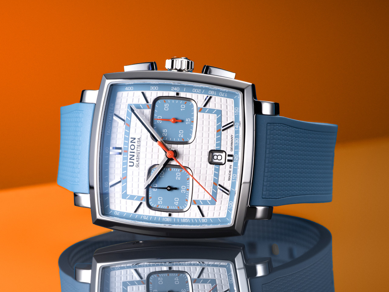 Union Glashütte Averin Chronograph Automatik Edelstahl 41mm hellblauZifferblatt