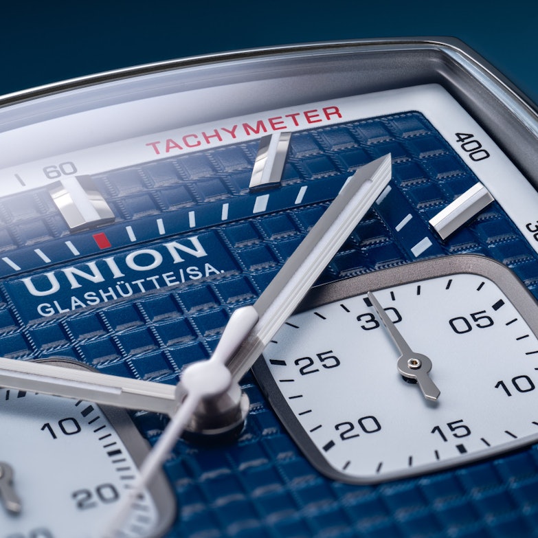 Union Glashütte Averin Chronograph Automatik Edelstahl 41mm blaues Zifferblatt