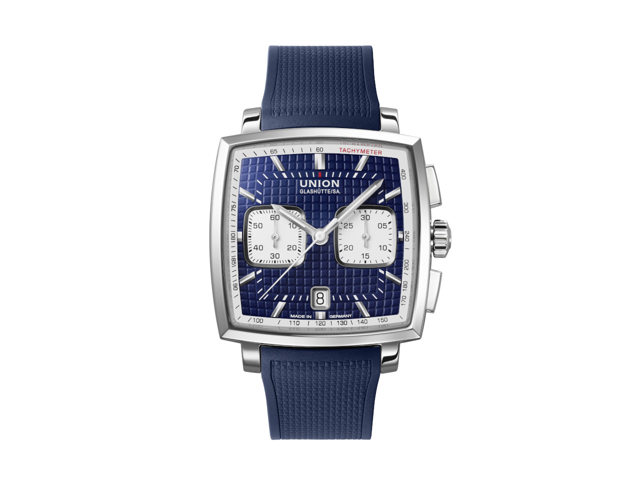 Union Glashütte Averin Chronograph Automatik Edelstahl 41mm blaues Zifferblatt blaues Kautschukband