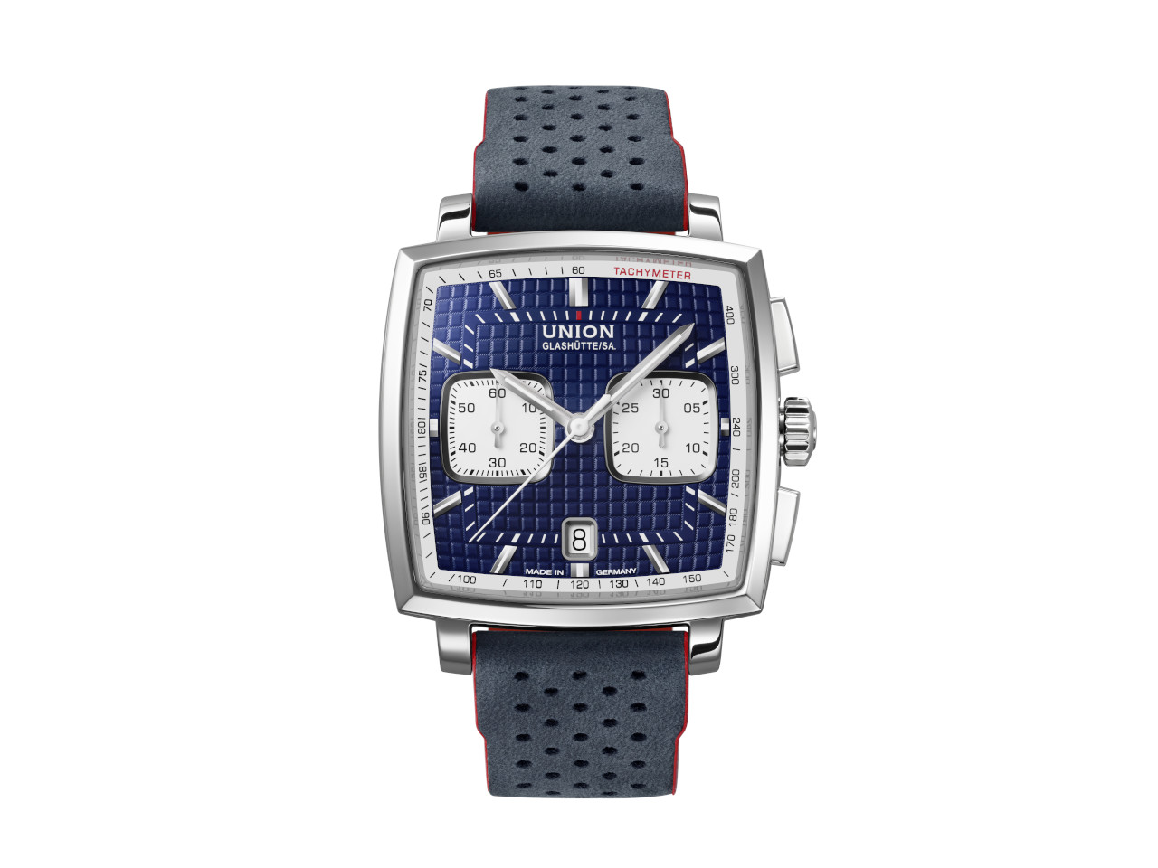 Union Glashütte Averin Chronograph Automatik Edelstahl 41mm blaues Zifferblatt blaues Lederband
