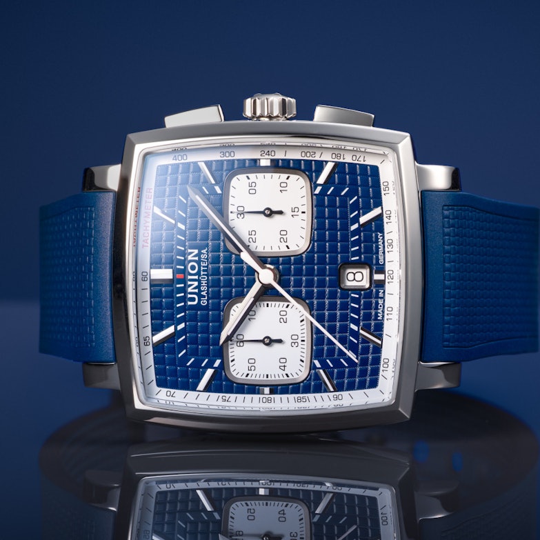 Union Glashütte Averin Chronograph Automatik Edelstahl 41mm blau